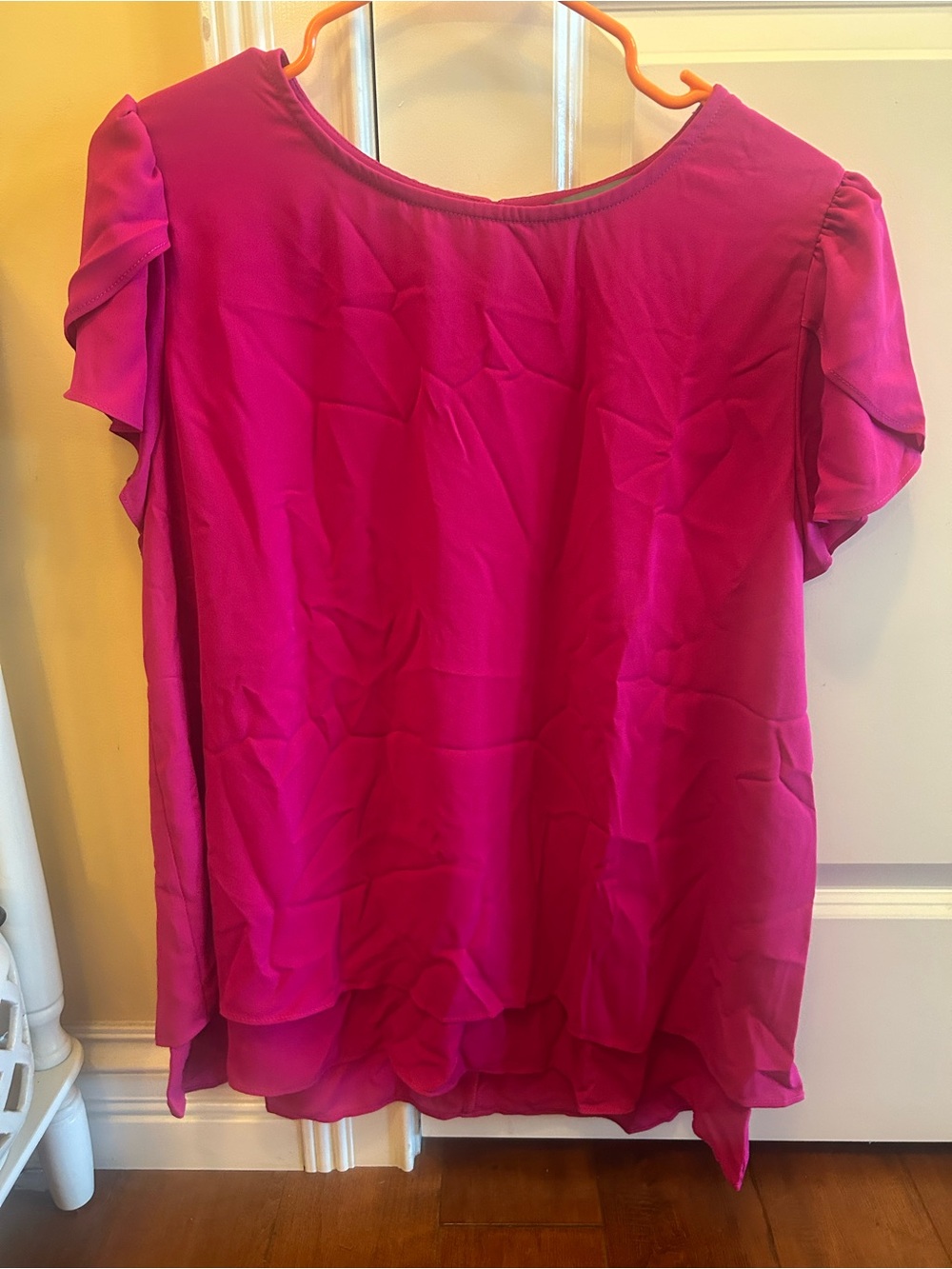 Kate & Mallory Fuchsia Ruffle Sleeve Blouse